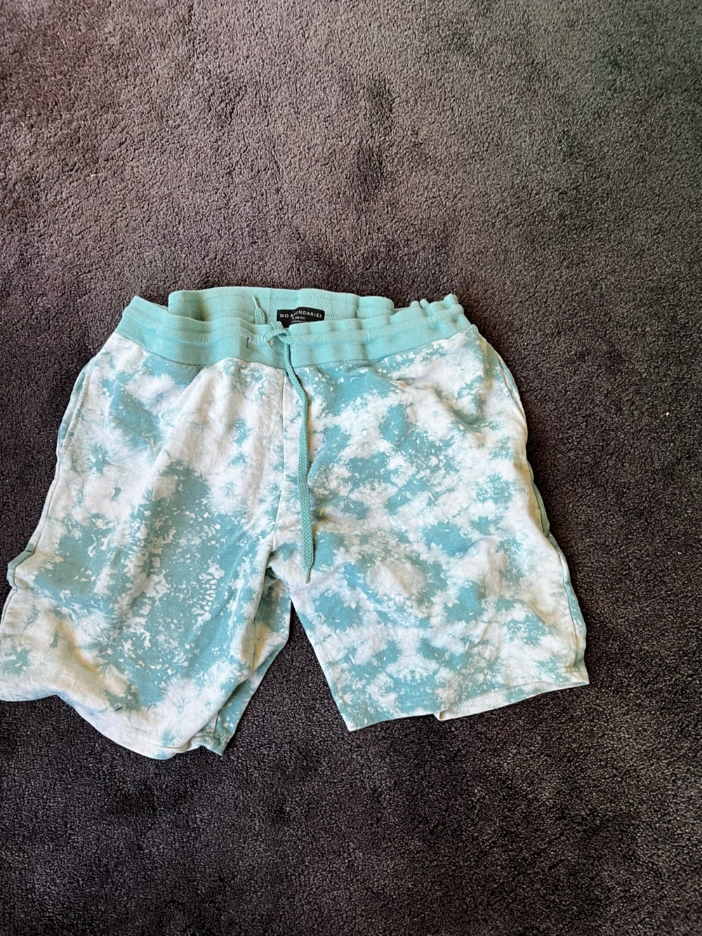 No Boundaries Men's Aqua Tie-Dye Drawstring Athletic Shorts